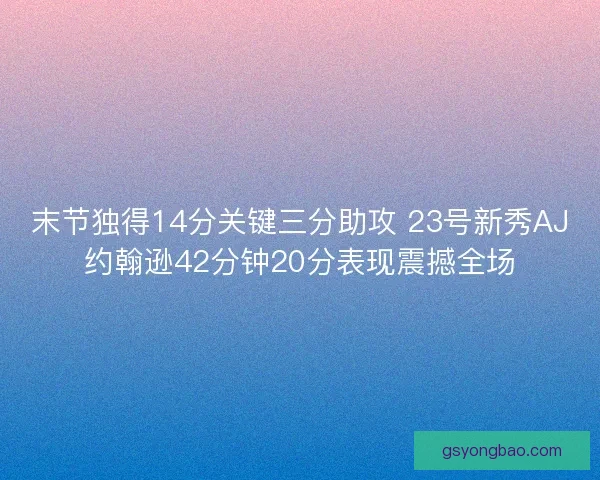 末节独得14分关键三分助攻 23号新秀AJ约翰逊42分钟20分表现震撼全场