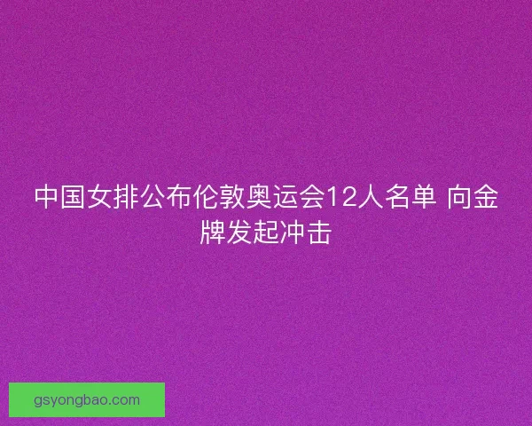 中国女排公布伦敦奥运会12人名单 向金牌发起冲击