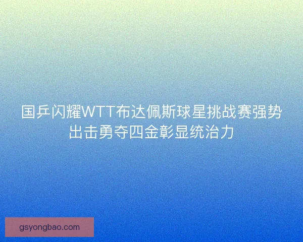 国乒闪耀WTT布达佩斯球星挑战赛强势出击勇夺四金彰显统治力